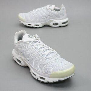 Nike Mens 8 Air Max Plus TN Tuned Triple White Running Shoes Sneakers 604133-139